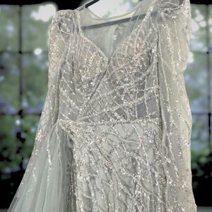 Elegant Silver Sequin Gown